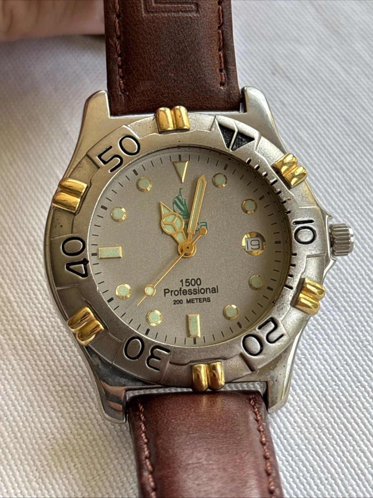 Genuine Leather Nautica Watch: Made In USA - 1994 #7352