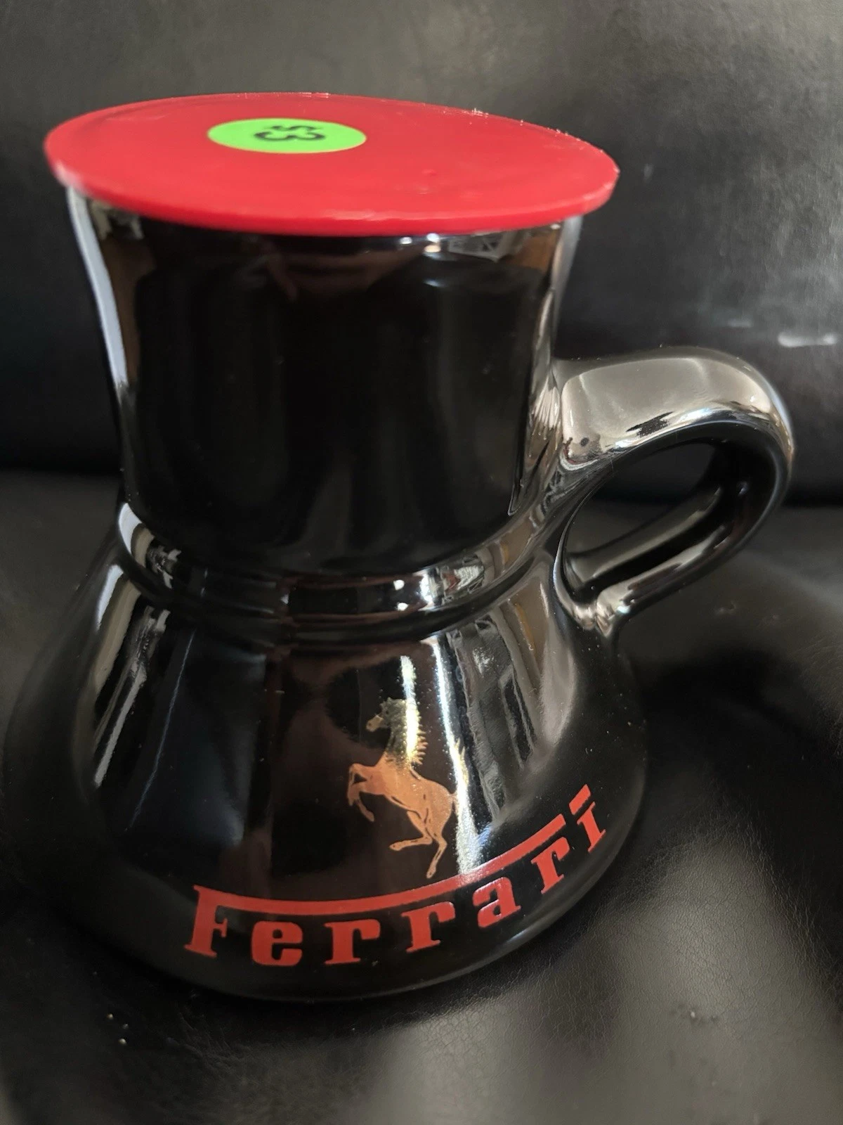'FERRARI' LOGO BLACK & RED MUG by FELTMAN LANGER, Vintage 1970-8 - photo 2