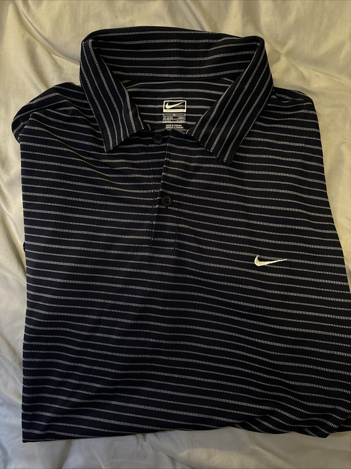 Men's Nike Golf Polo Shirt - Blue Stripe - Size LG