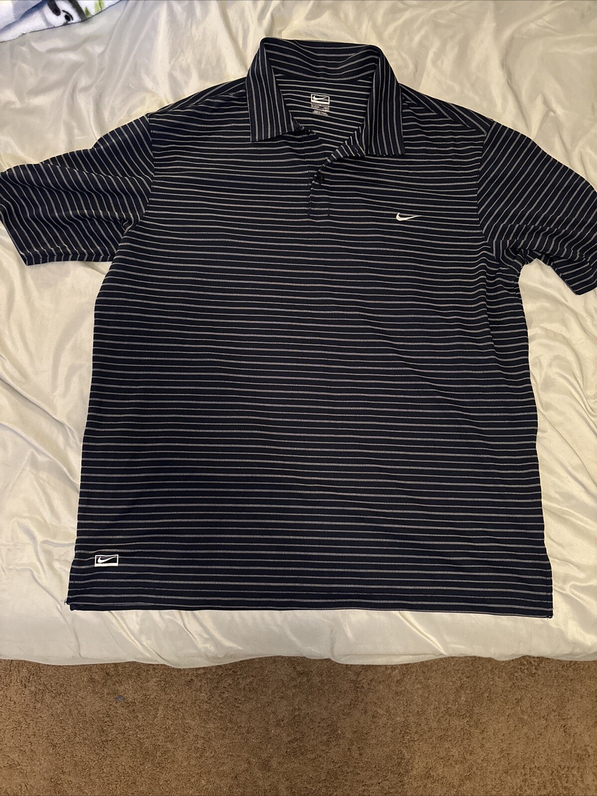 Men's Nike Golf Polo Shirt - Blue Stripe - Size LG - photo 3
