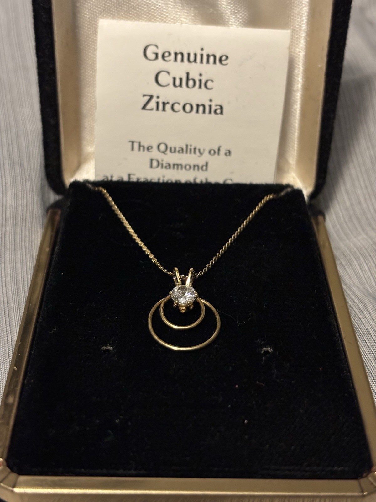 Vintage 14K Gold Filled Cubic Zirconia Pendant Necklace