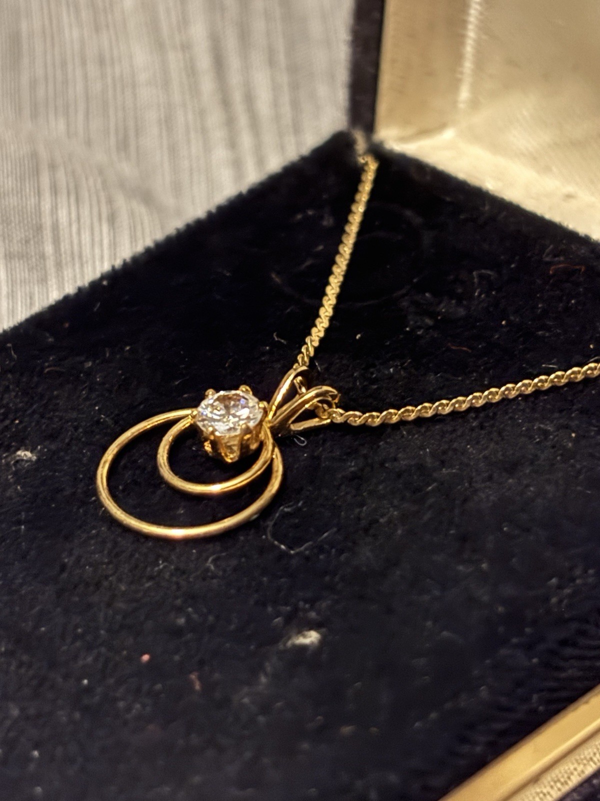 Vintage 14K Gold Filled Cubic Zirconia Pendant Necklace - photo 3