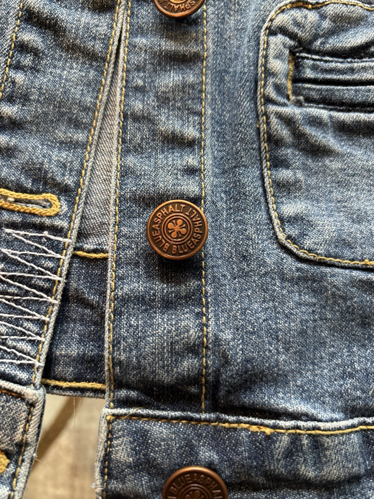 Vtg 90s Y2k Blue Asphalt Embroidered Floral Denim Jean Jacket S - photo 5