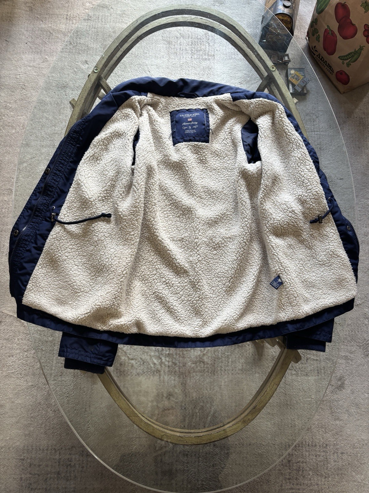 US Polo Assn. rain coat Jacket Navy Blue Hooded Full Zip S - photo 3