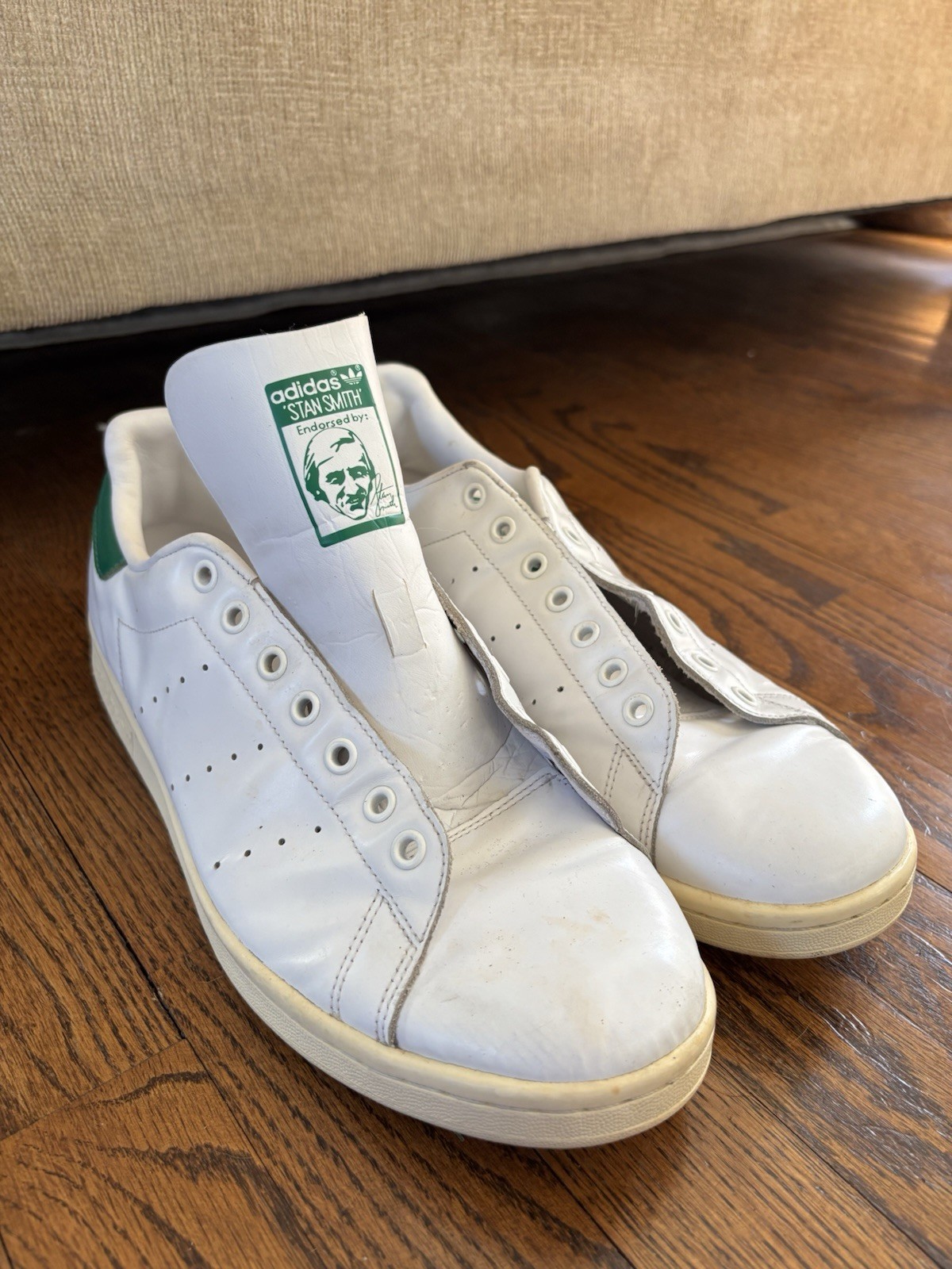 Adidas Stan Smith White Green Sneakers - Size 12