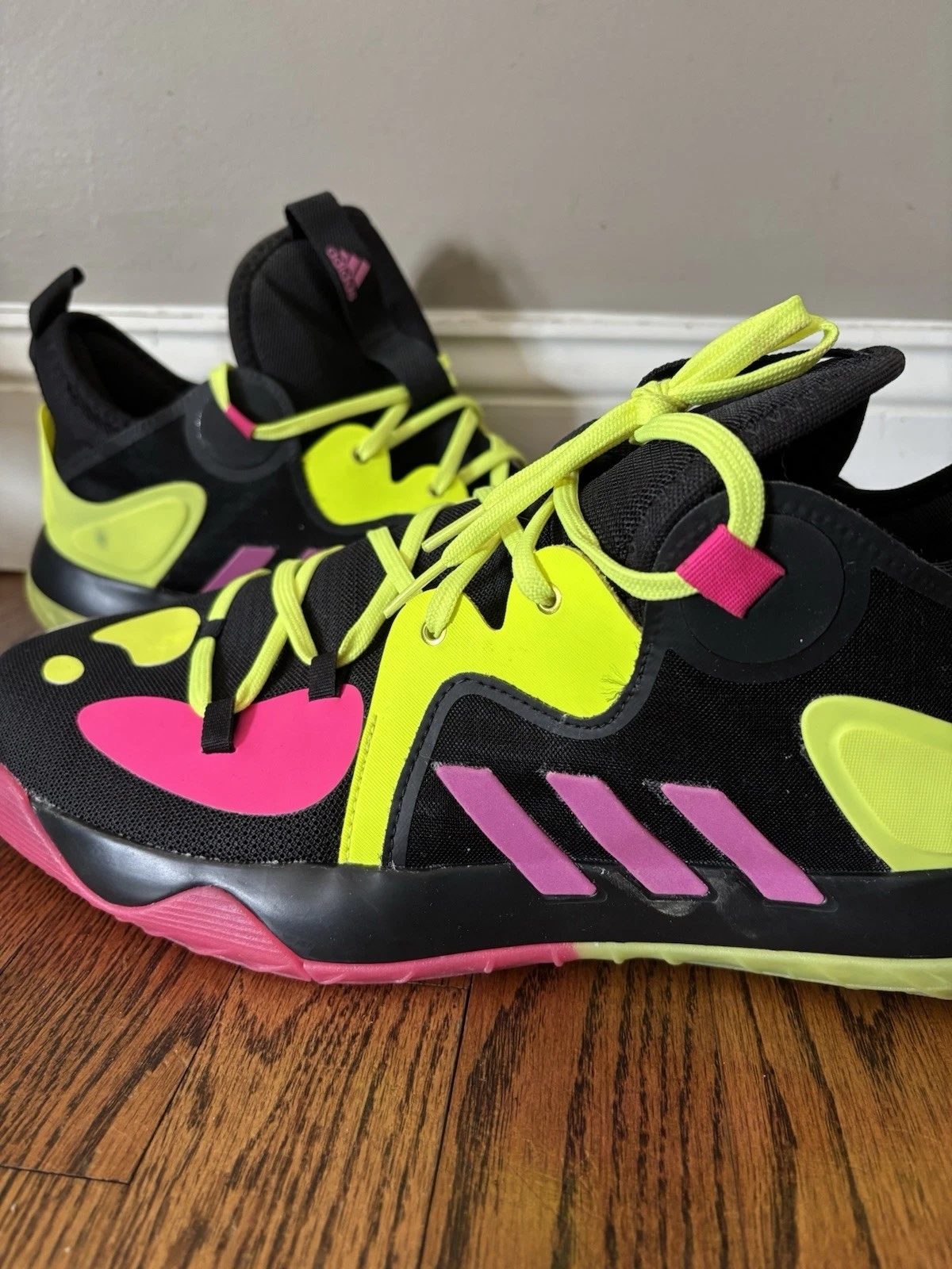 Size 13 - Adidas Harden Stepback 2 Black Shock Pink Yellow - photo 2