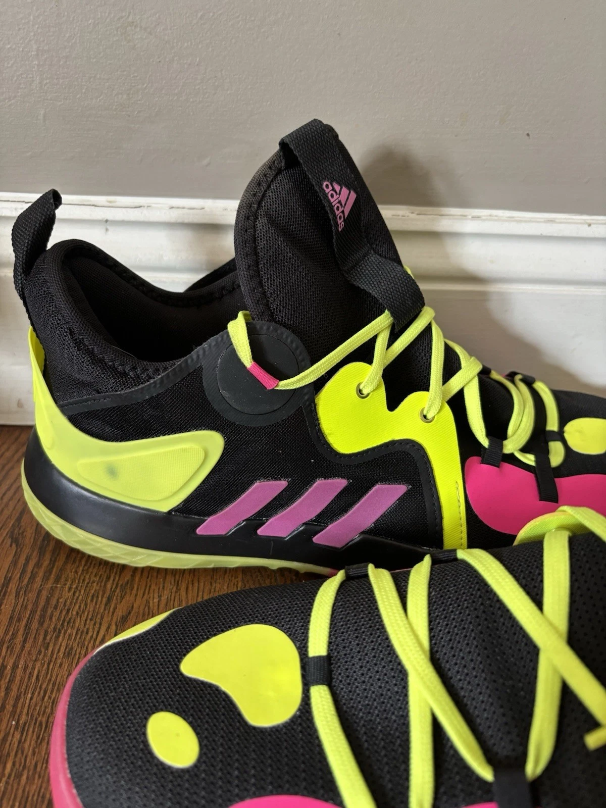 Size 13 - Adidas Harden Stepback 2 Black Shock Pink Yellow - photo 3