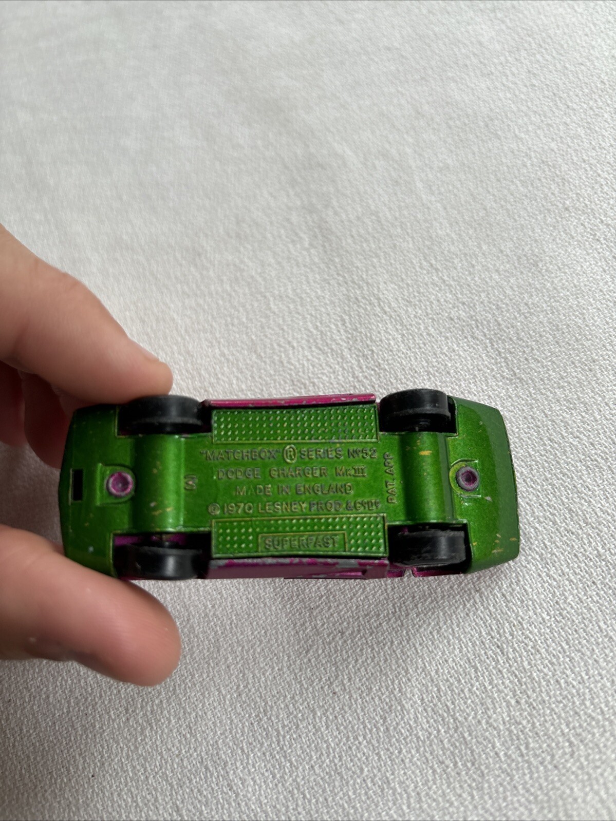 Lesney Matchbox Superfast Dodge Charger MK III #52 Light Purple, - photo 5