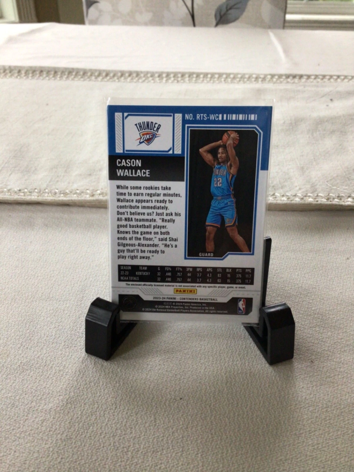 Cason Wallace Rookie Card Panini Contenders Rookie Ticket Jersey - photo 2