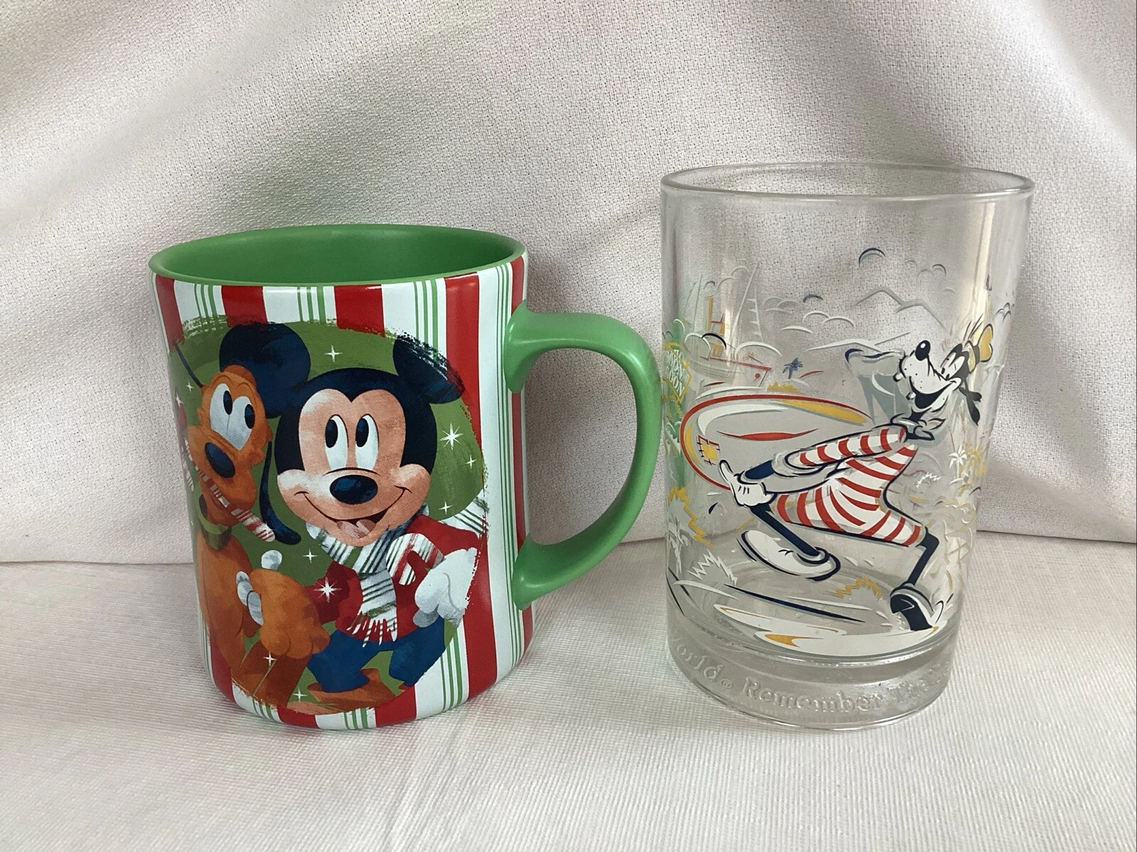 Disney Candy Cane Mug & Water Parks Glass