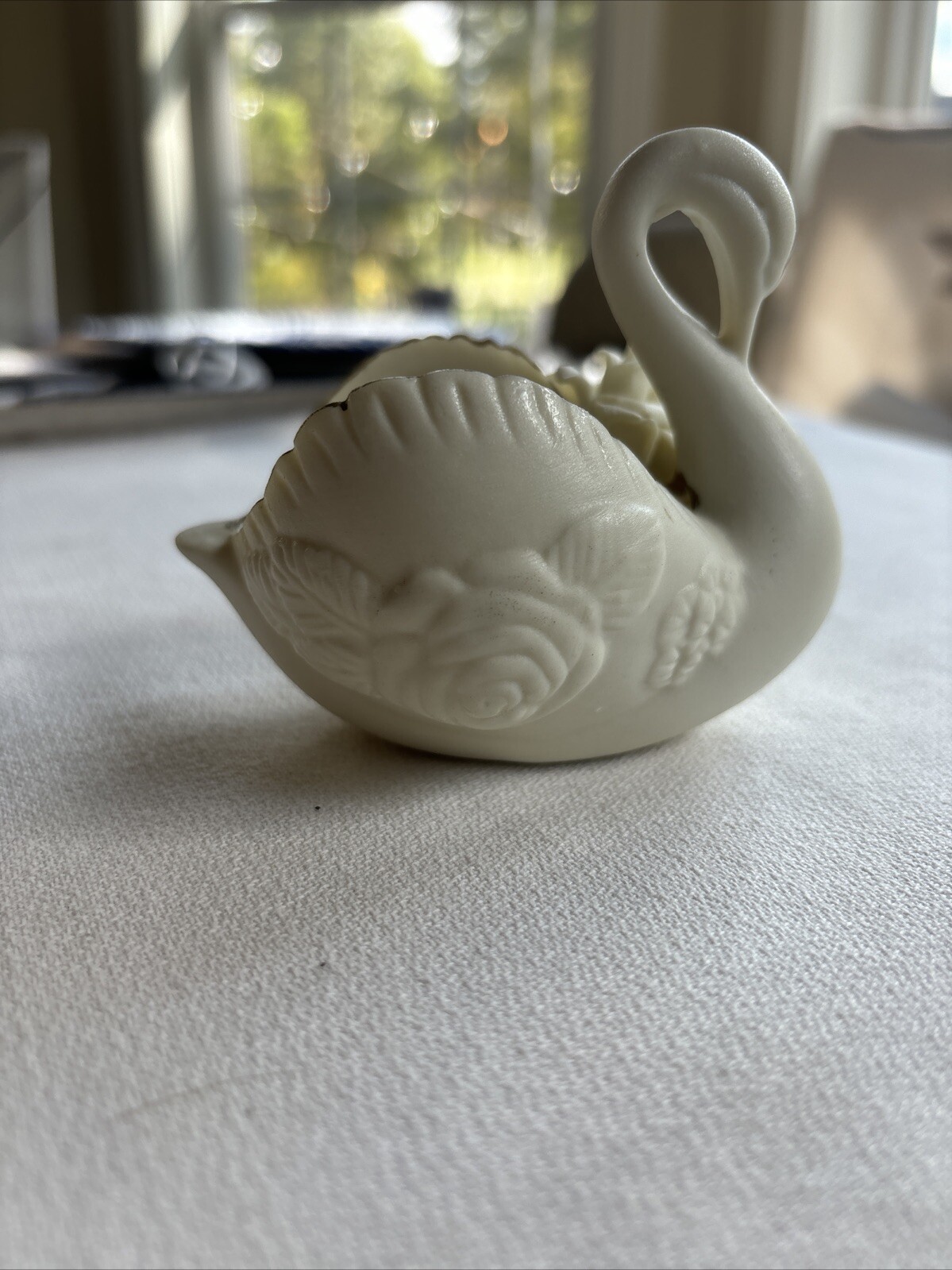 Vintage Ceramic Swan Decorative Bowl with 3D Roses - photo 3