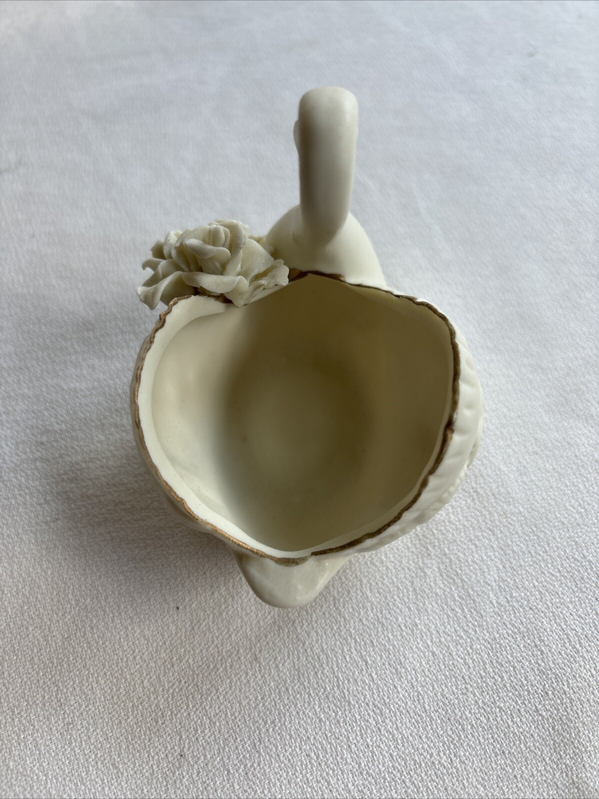 Vintage Ceramic Swan Decorative Bowl with 3D Roses - photo 4
