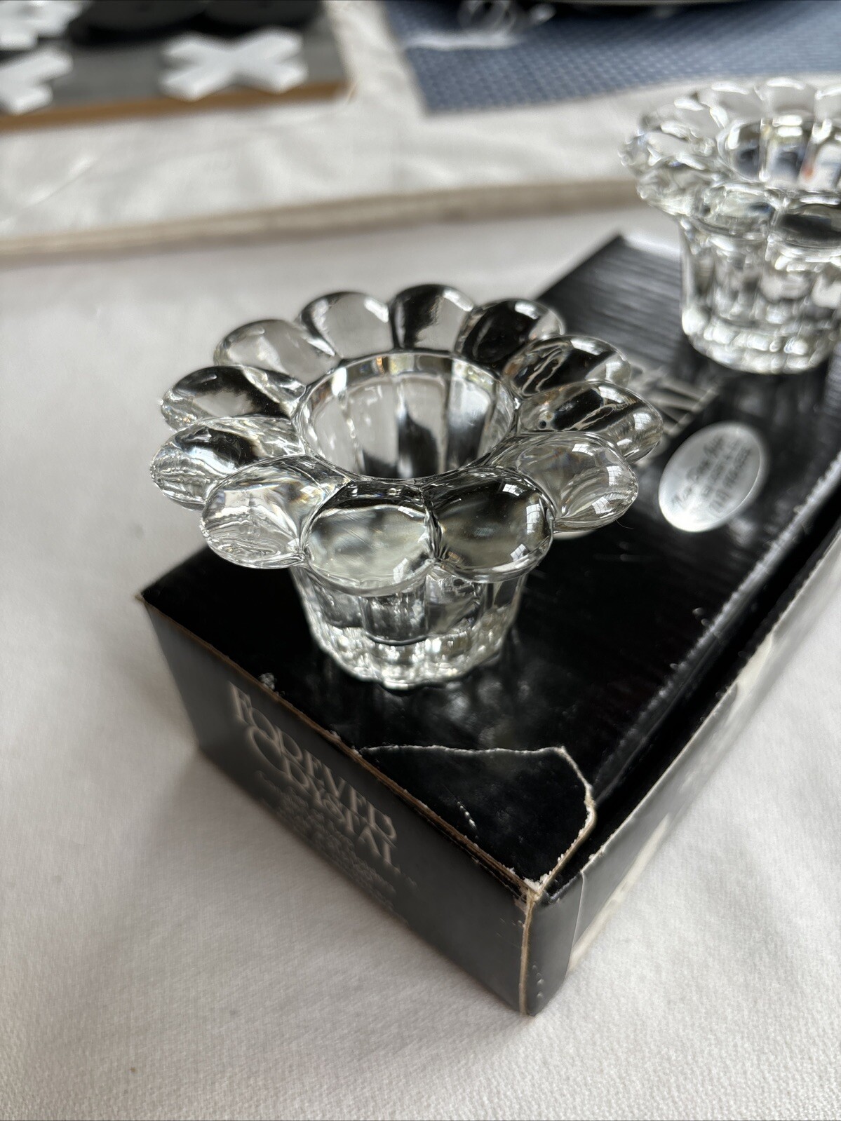 Forever Crystal Ribbed Glass Taper Candle Holder Pair - photo 2