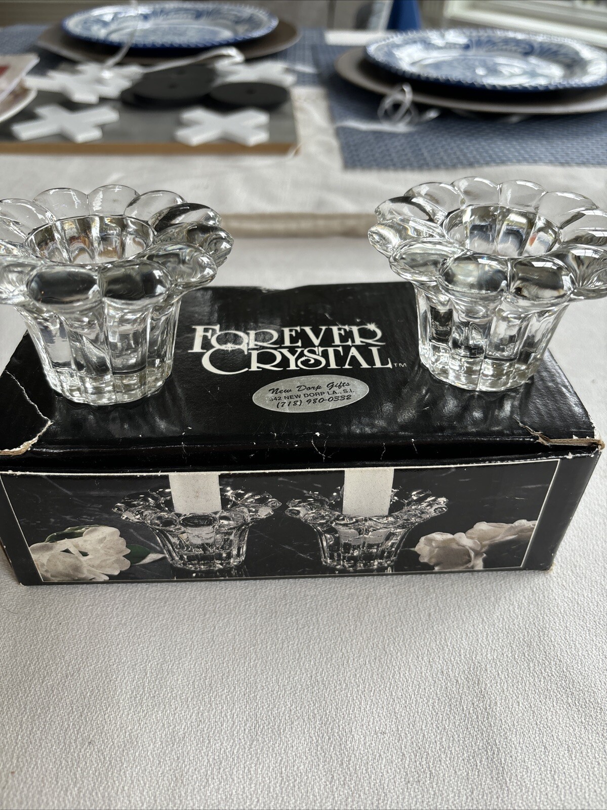 Forever Crystal Ribbed Glass Taper Candle Holder Pair - photo 3