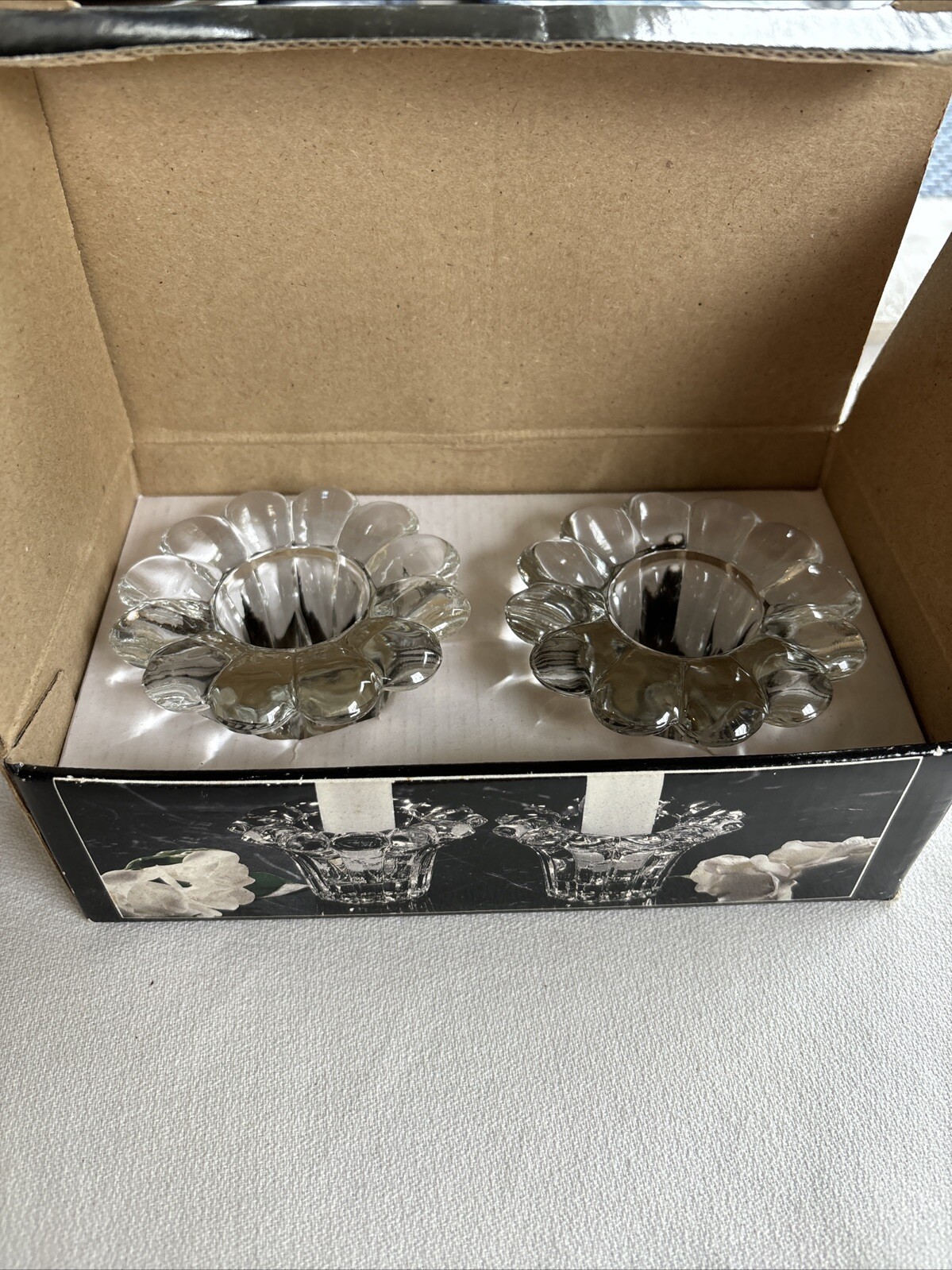 Forever Crystal Ribbed Glass Taper Candle Holder Pair - photo 4