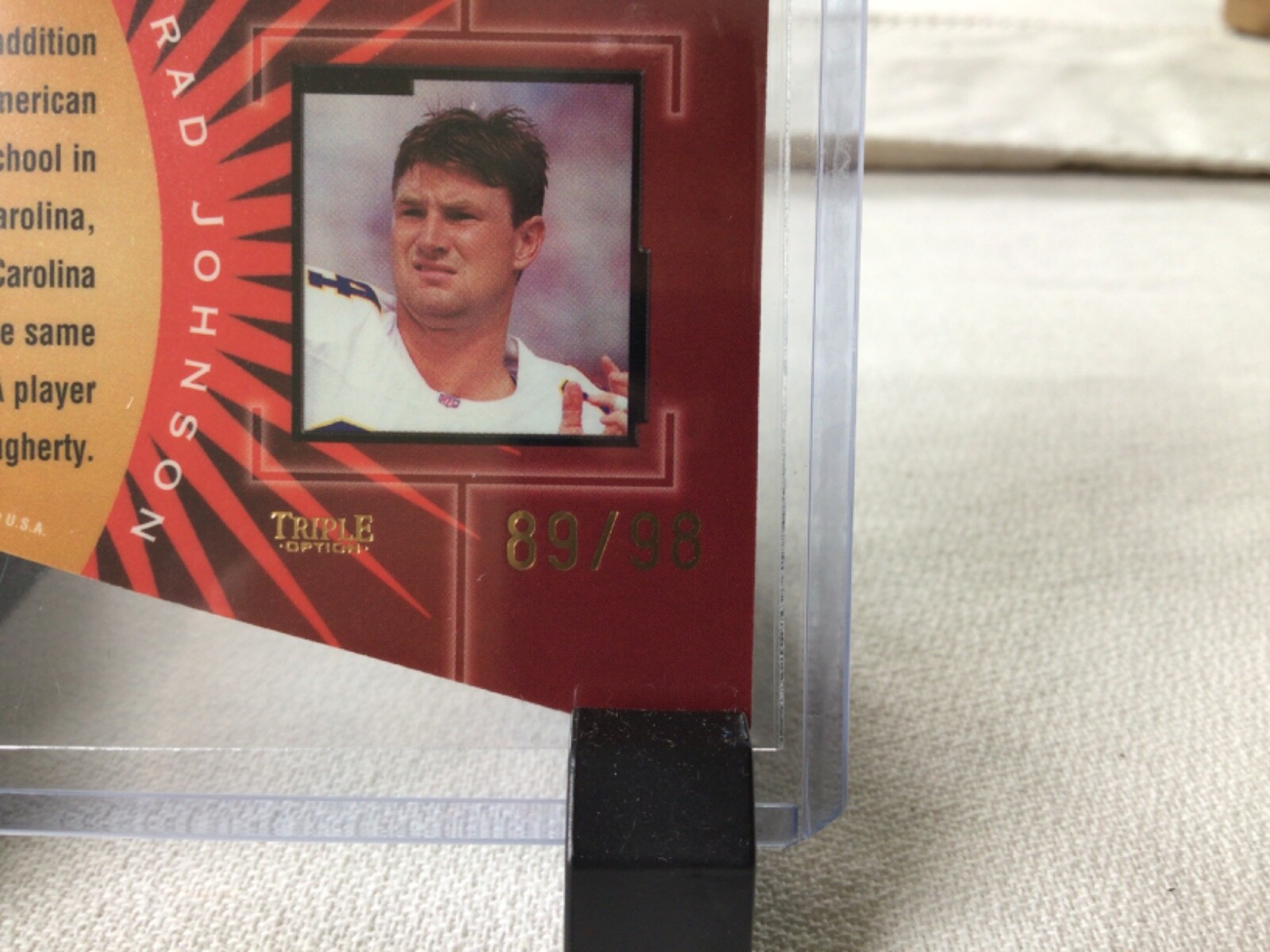 Brad Johnson Blue Felt 1998 Playoff Contenders #54 89/98 - photo 3