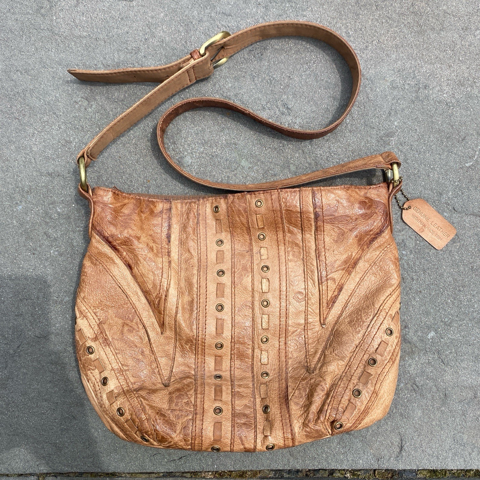 Cabin Creek tan genuine leather shoulder bag