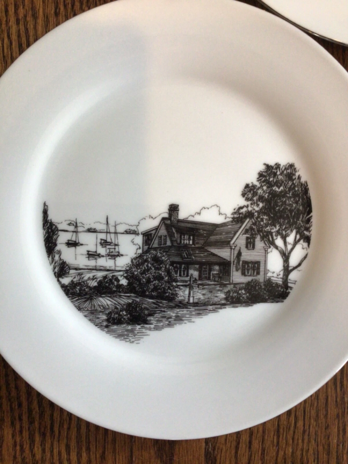3 Nantucket Black and White China Plates - photo 3