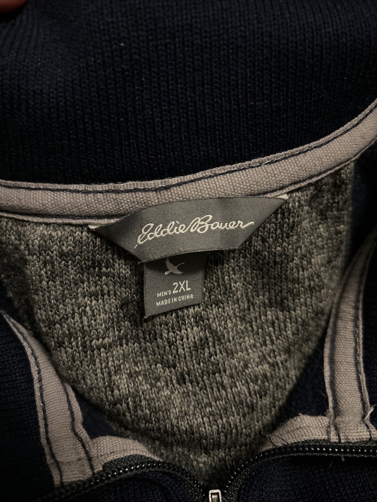 Eddie Bauer Men's XXL Fleece Quarter Zip Sweater - Navy Blue - photo 2