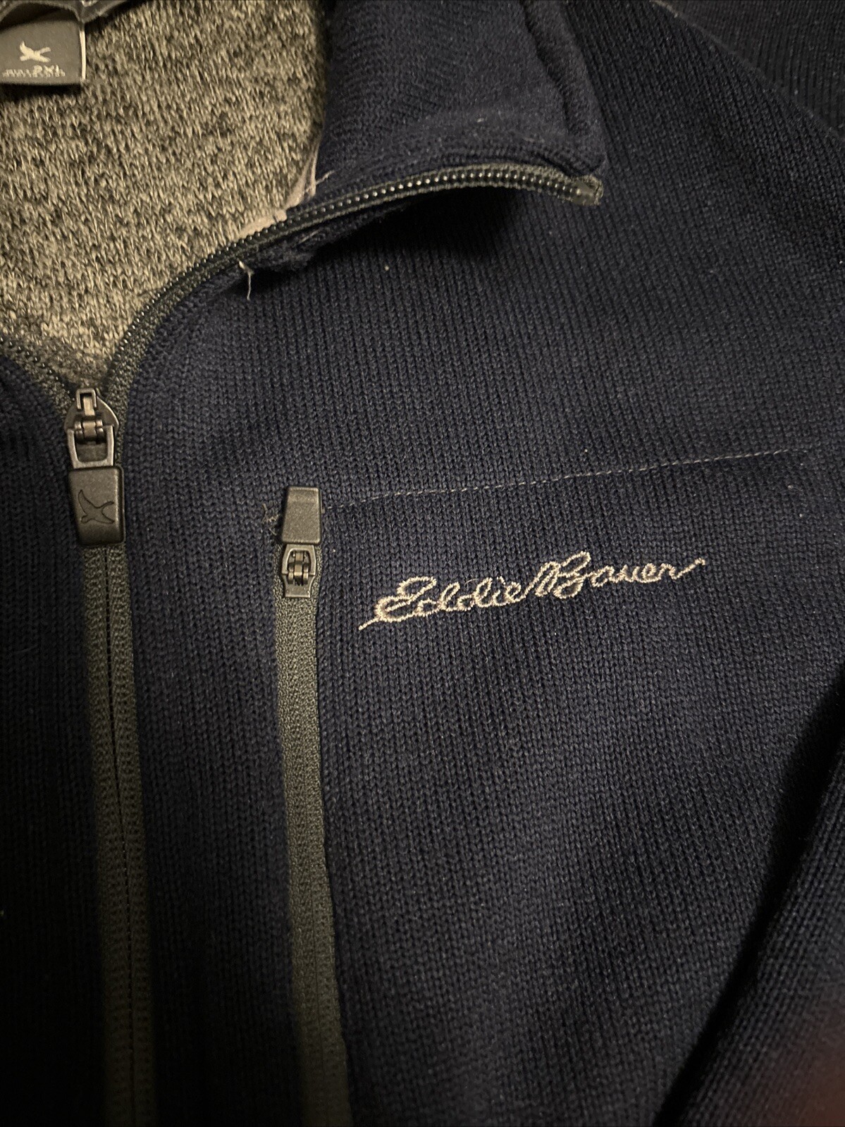 Eddie Bauer Men's XXL Fleece Quarter Zip Sweater - Navy Blue - photo 3