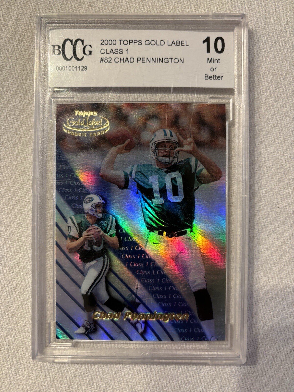 2000 Chad Pennington RC - BCCG 10 Topps Gold Label #82