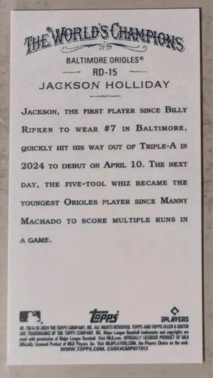 2024 Allen & Ginter Jackson Holliday Rookie Design Variation Min - photo 2