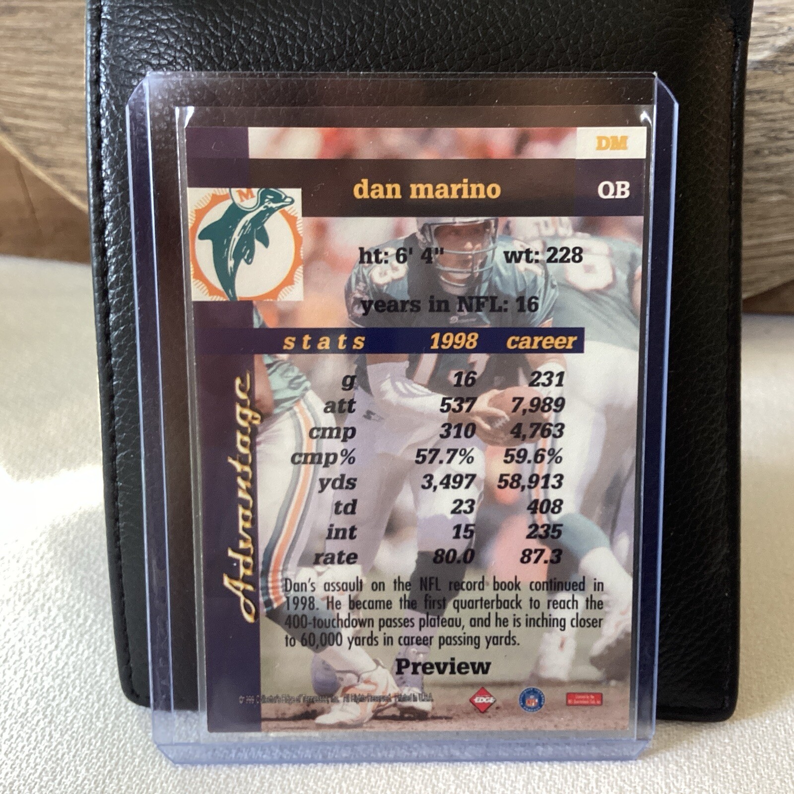 Dan Marino Collectors Edge Advantage 1999 - photo 2