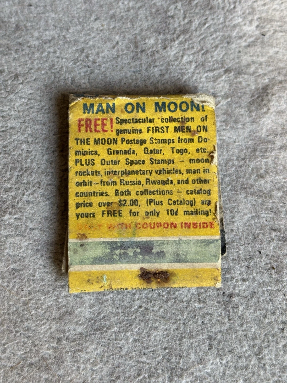 Rare Vintage Matchbook Man On Moon Postage Stamps Collection - photo 2