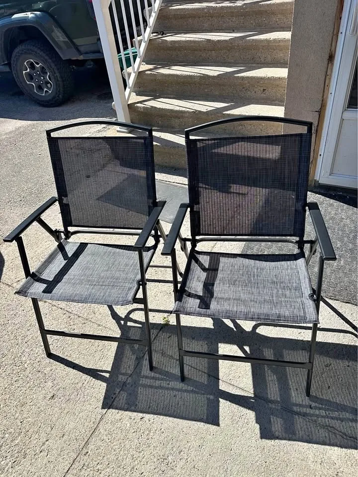 Outdoor Folding Patio Dining Chairs Set of 2 Black thumbnail