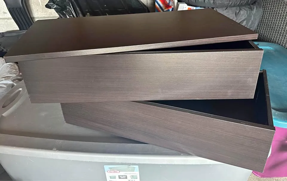 Cabinet/wardrobe shelf with two drawers dark brown thumbnail