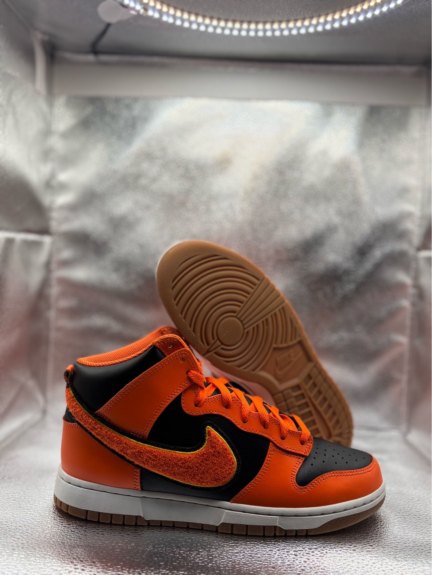 Nike Dunk High Chenille Swoosh Safety Orange