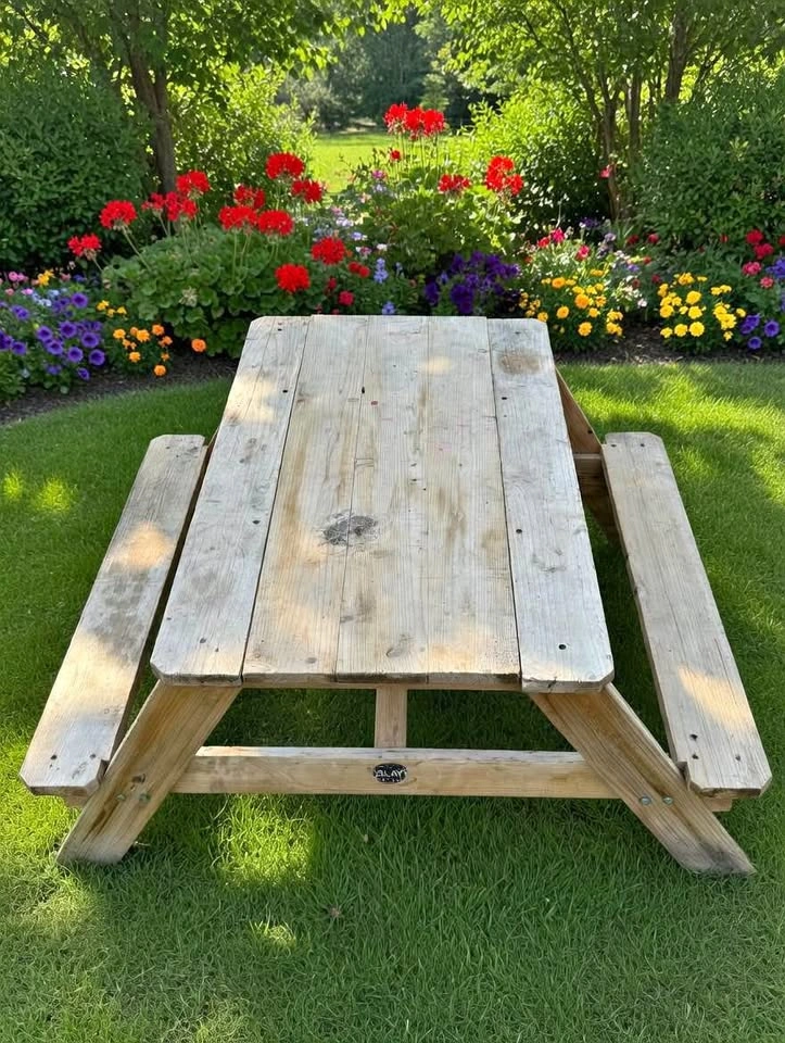 Kids Wooden Picnic Table With Hidden Craft/ Mud Pie Station