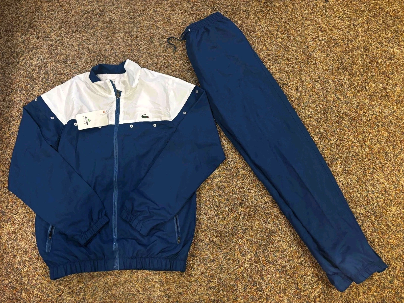 Lacoste Sport Mens Tracksuit Size L White Blue