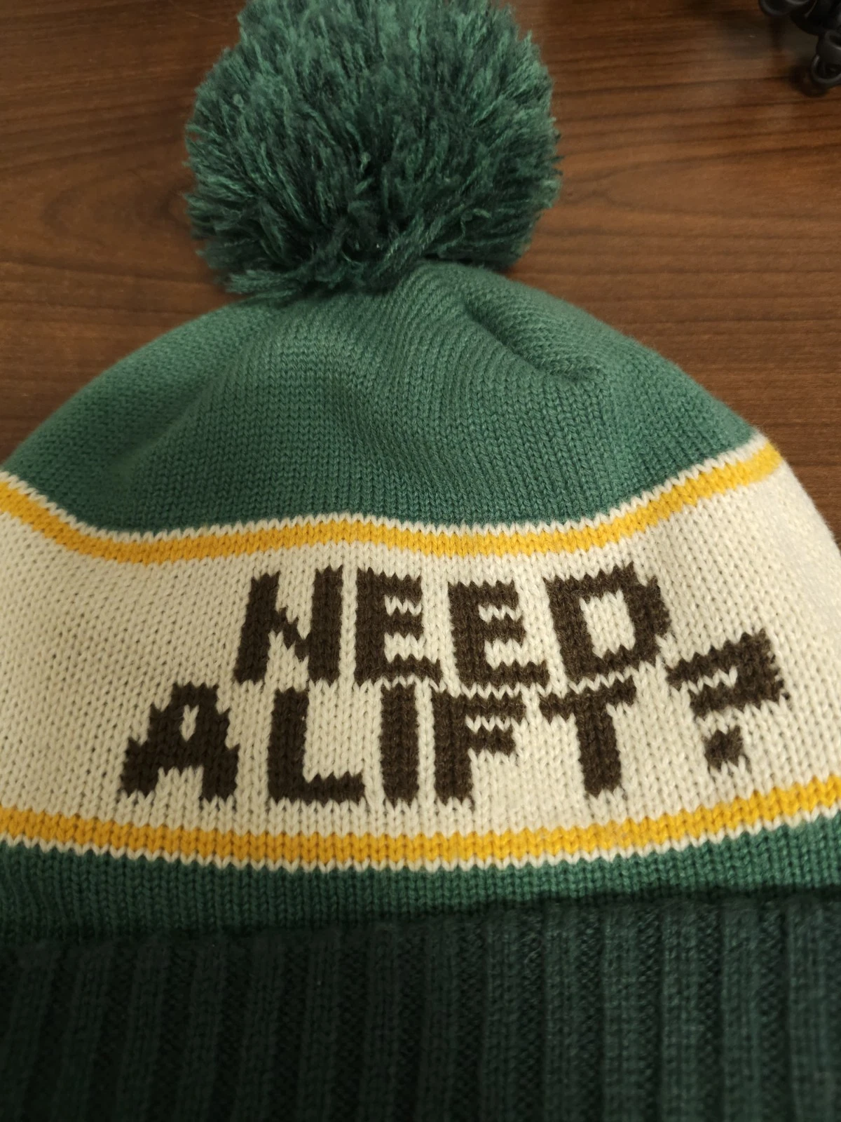 Hollister Mens Knit Beanie Hat Pom Green Need A Lift - photo 3