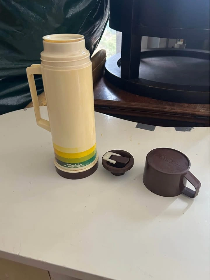 Vintage 1960-1970’s Aladdin Thermos Brown Cream Stripes - photo 2