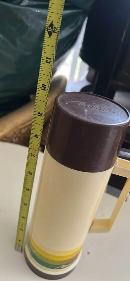 Vintage 1960-1970’s Aladdin Thermos Brown Cream Stripes - photo 3