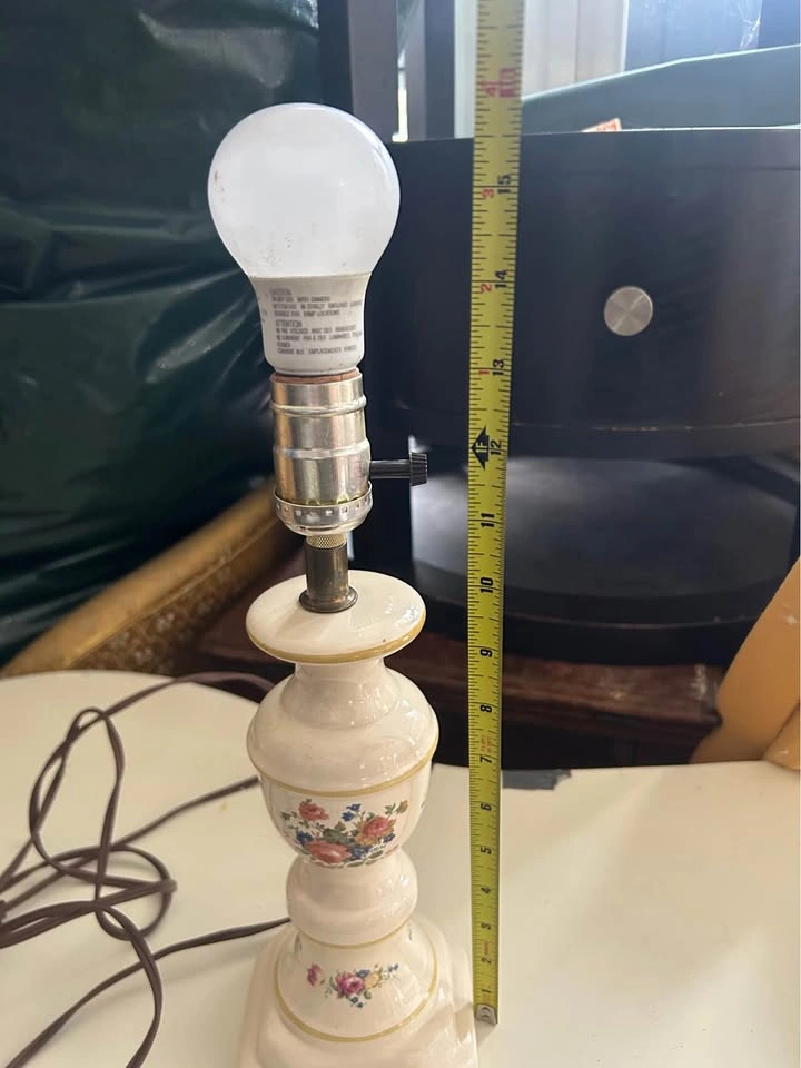 1950-1970s Vintage Ceramic Floral Table Lamp - photo 4