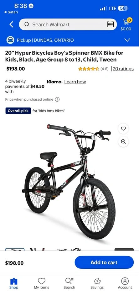 NEW Hyper Bicycles 20 inch Boy's Spinner BMX Bike Black