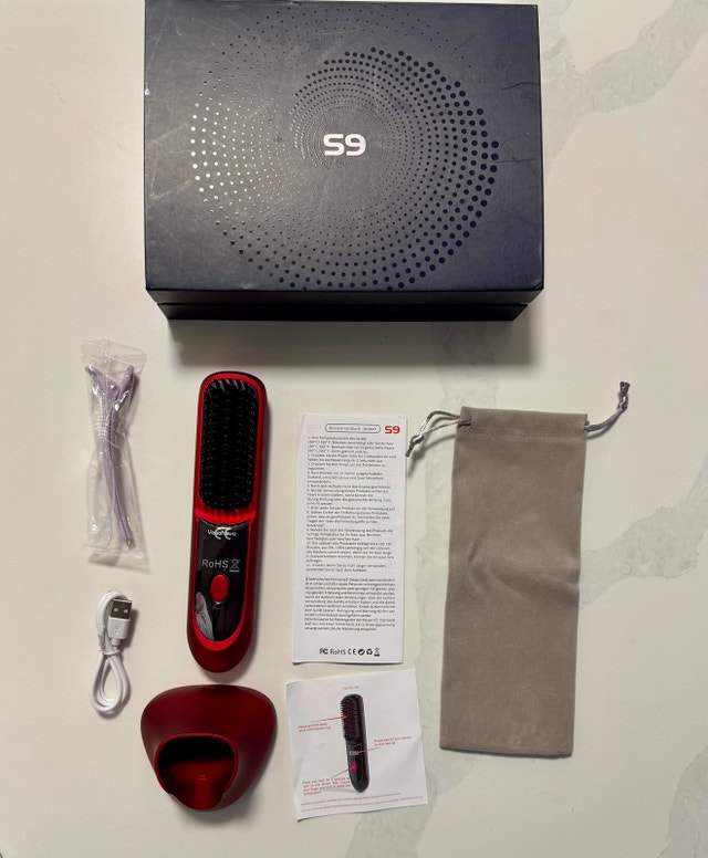 NEW - VegaNova S9 Cordless Hair Straightener Brush Red - photo 3