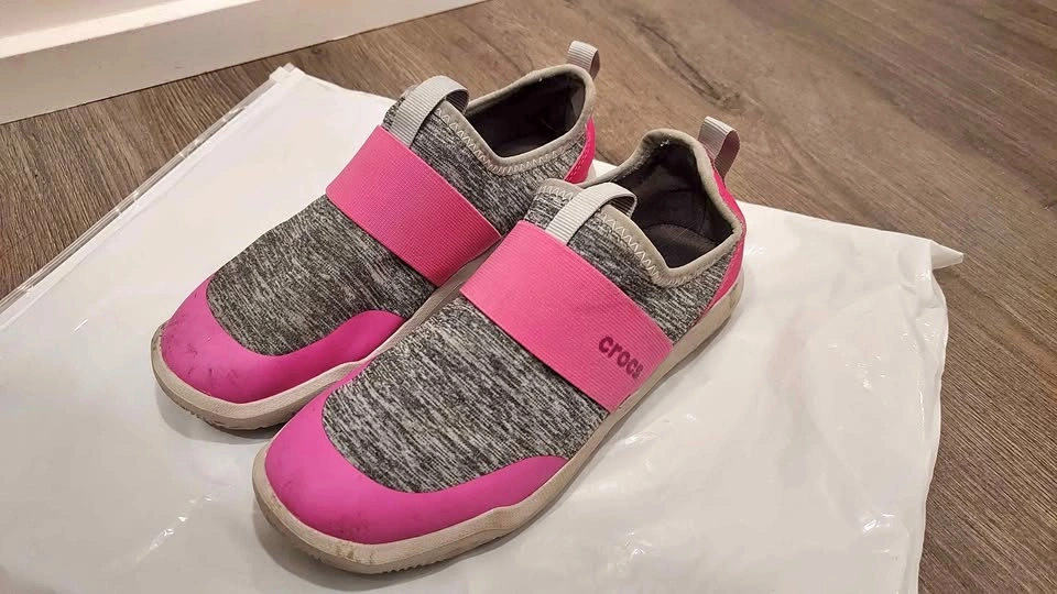 Crocs Grey Pink Slip-On Water Shoes