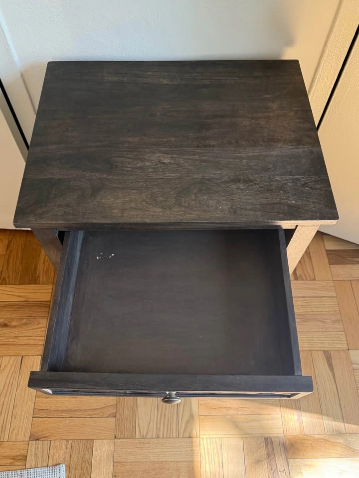 Antiqued Dark Wood Mirror Cabinet Nightstand - photo 3