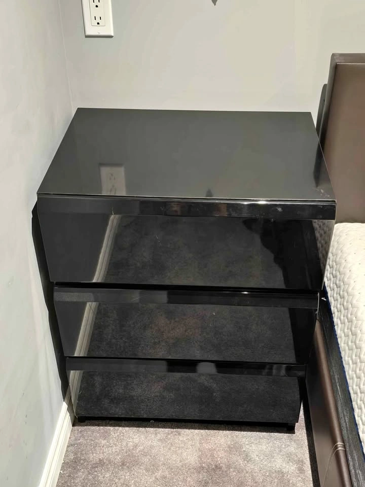 Vintage Postmodern Black Lacquer End Tables (Pair)