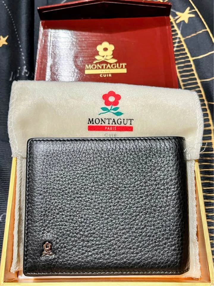 Vintage Montagut Paris Black Leather Wallet (Unused) - photo 3