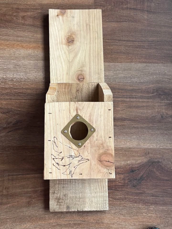 Cedar Bird House, handmade & wood burned with Bluejay - photo 3