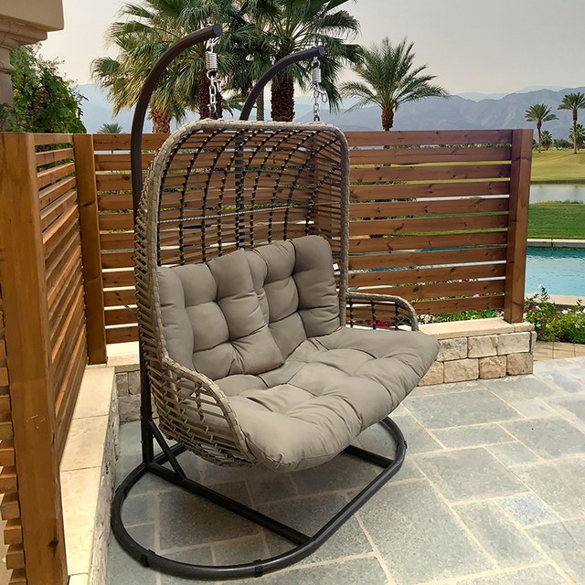 NEW Double Luxury Egg Chair - Heavy Duty 7ft Frame - Grey/Taupe - photo 2
