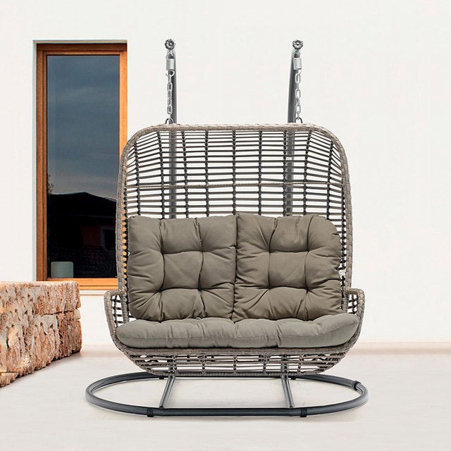 NEW Double Luxury Egg Chair - Heavy Duty 7ft Frame - Grey/Taupe - photo 3