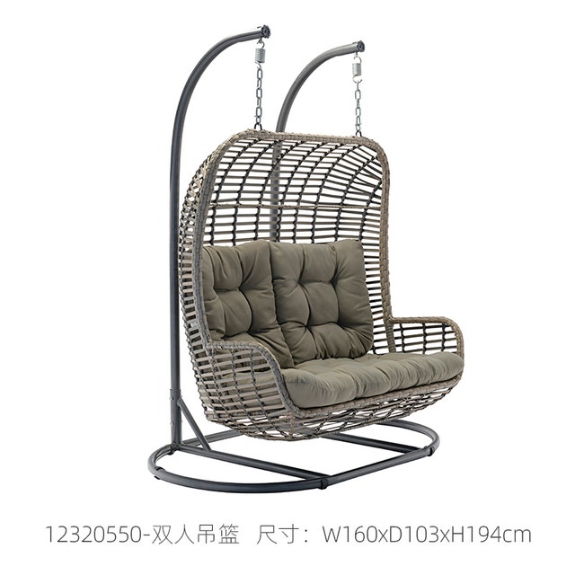 NEW Double Luxury Egg Chair - Heavy Duty 7ft Frame - Grey/Taupe - photo 4