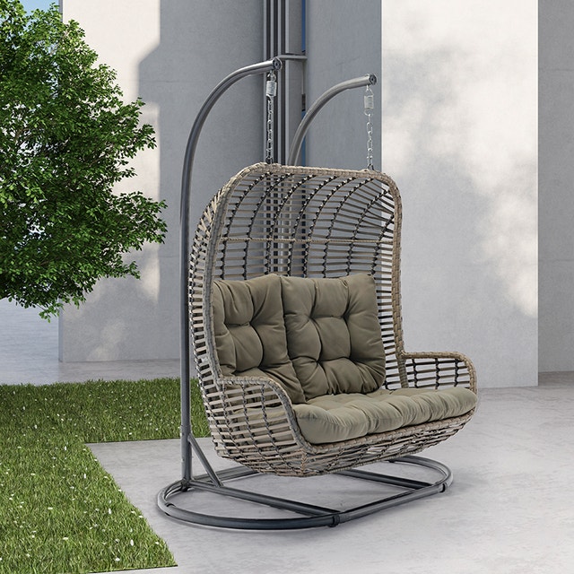 NEW Double Luxury Egg Chair - Heavy Duty 7ft Frame - Grey/Taupe - photo 5
