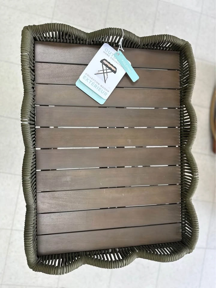 Outdoor Home Collection Folding Table Green Woven Edge - photo 2