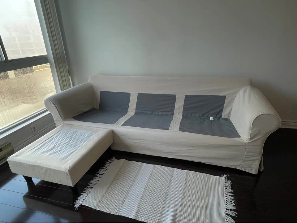 (Must go today)Sectional sofa with chaise and slipcovers - photo 3